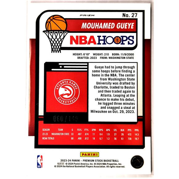 2023-24 NBA Hoops Premium Stock MOUHAMED GUEYE #27 Red Disco Prizm 060/149 - Picture 2 of 3